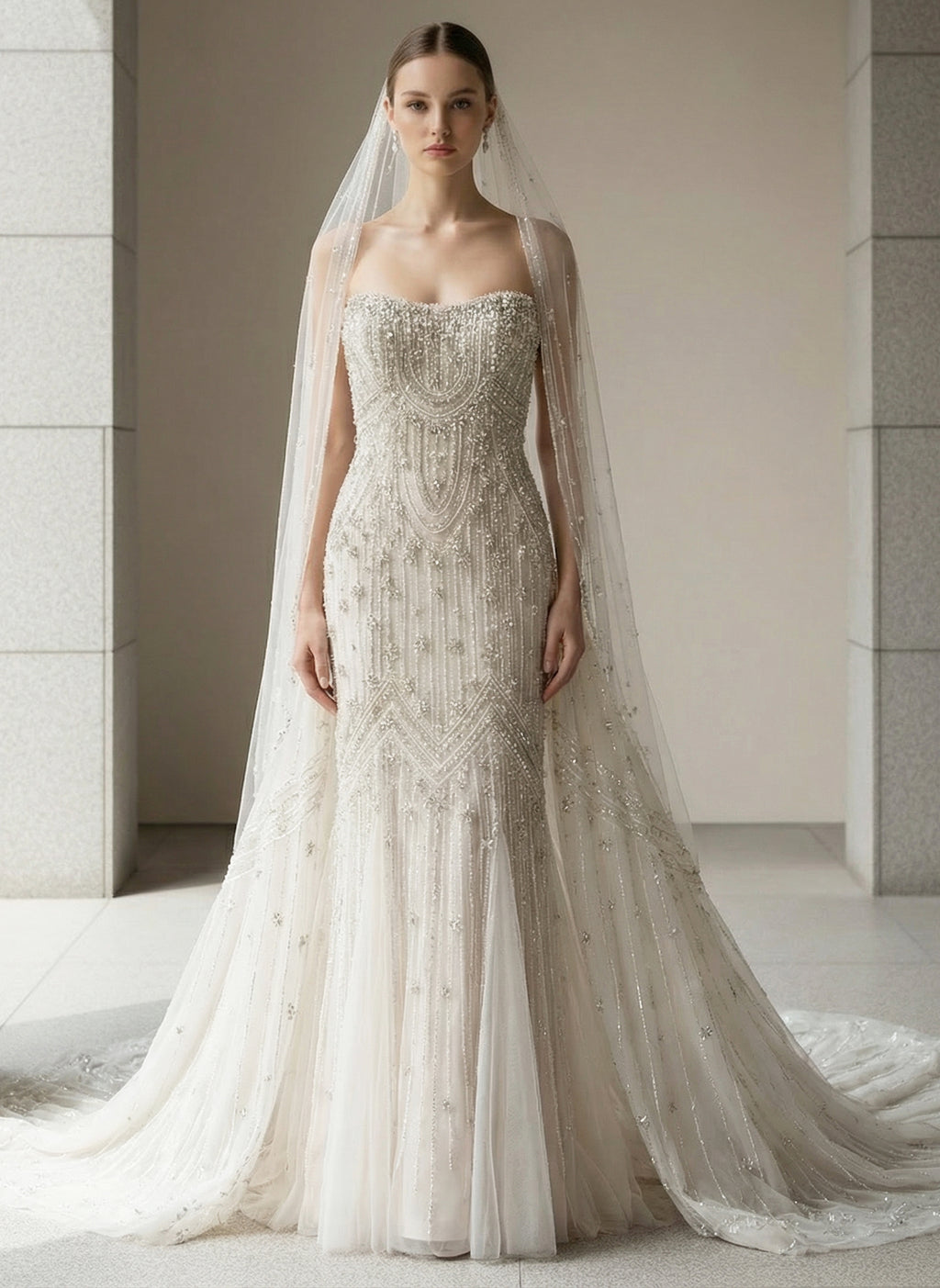 MPSY-B135 Add-on : Long Beaded Veil only