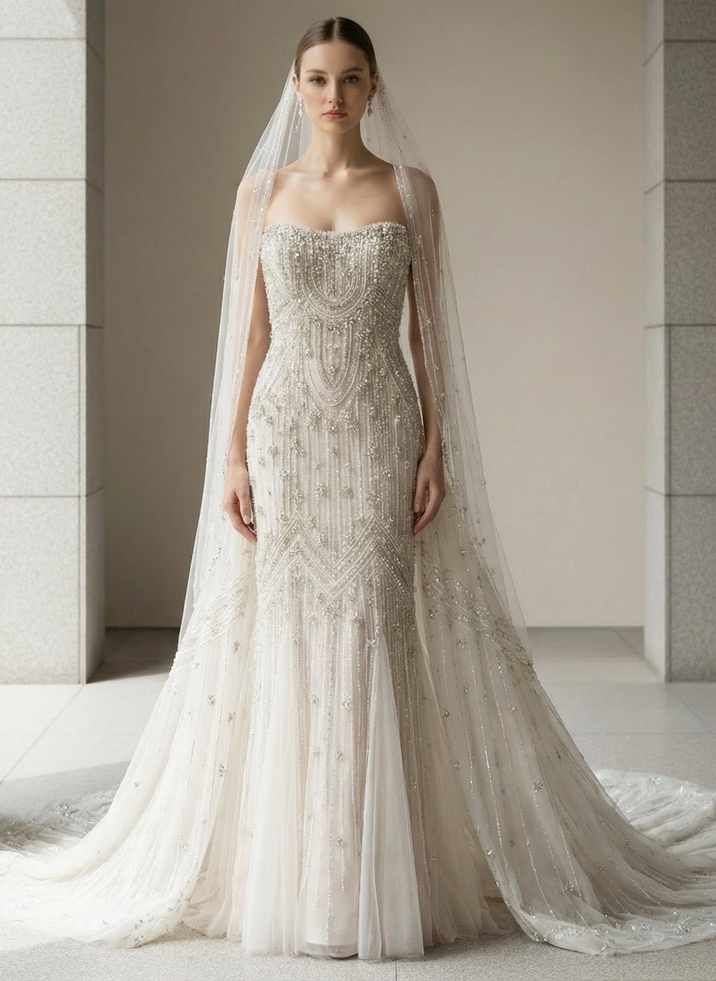 MPSY-B135 Add-on : Long Beaded Veil only